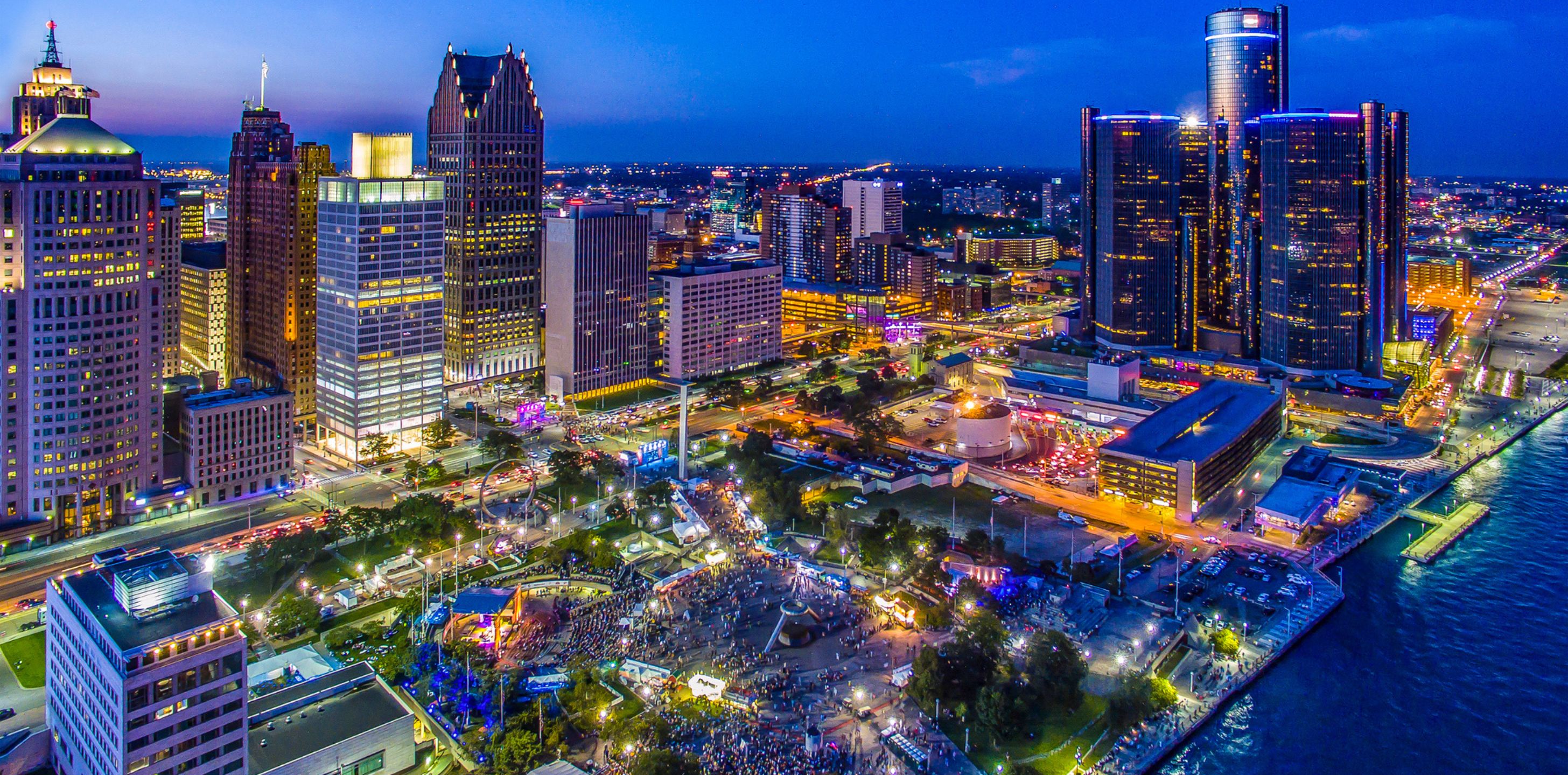 Downtown Detroit from DTW