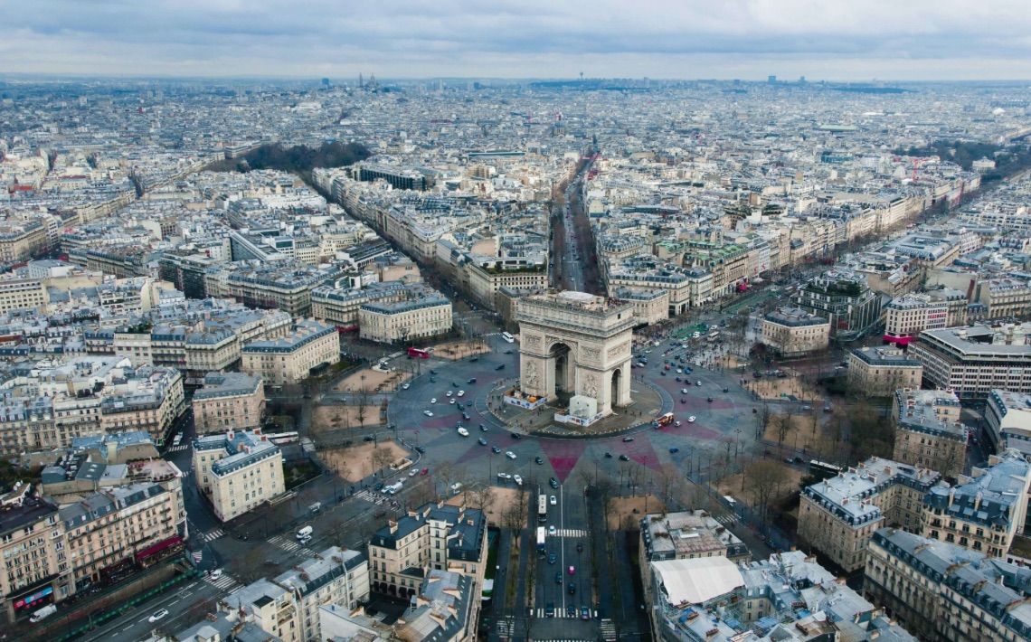Eiffel Tower and Champs-Elysees at ORY