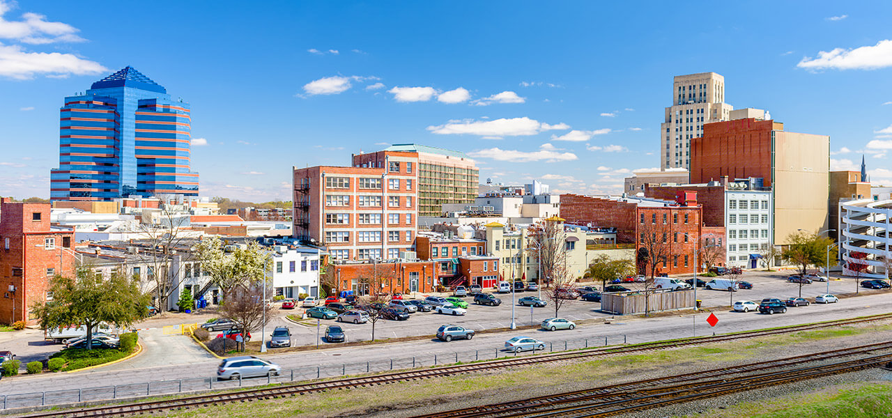 Downtown Durham from RDU