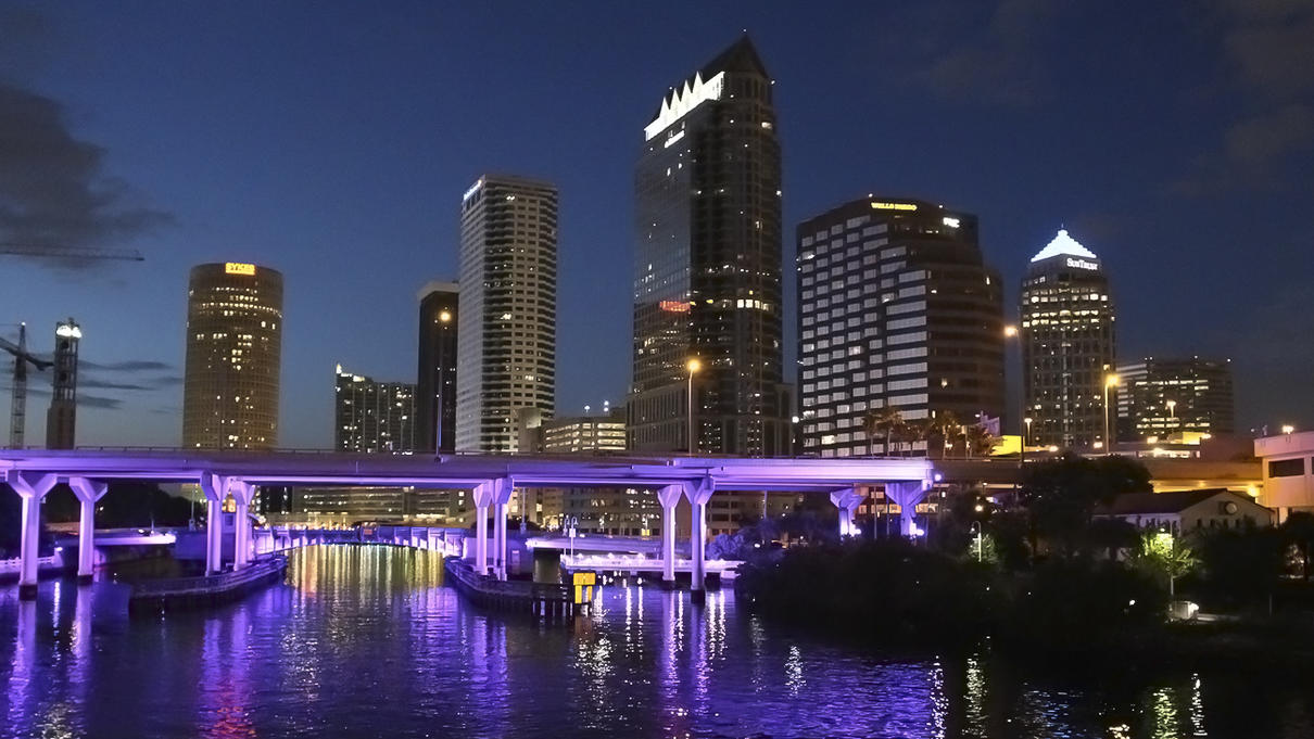Downtown Tampa from TPA